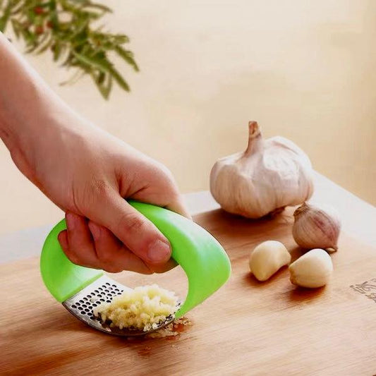 Stainless Steel Garlic Press Rocker | Garlic Crusher & Mincer Tool | Easy Clean Herb Chopper