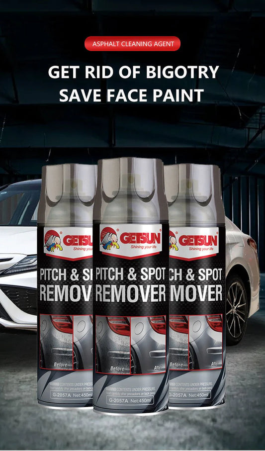 Getsun Pitch & Spot Remover Spray | Car Stain Remover for Tar, Sap, Bird Droppings & Paint Mist | Safe on Paint & Glass